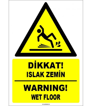 EF1522 - Türkçe İngilizce Dikkat Islak Zemin, Warning Wet Floor