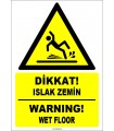 EF1522 - Türkçe İngilizce Dikkat Islak Zemin, Warning Wet Floor