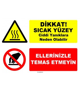 EF1537 - Dikkat! Sıcak Yüzey, Ciddi Yanıklara Neden Olabilir, Ellerinizle Temas Etmeyin