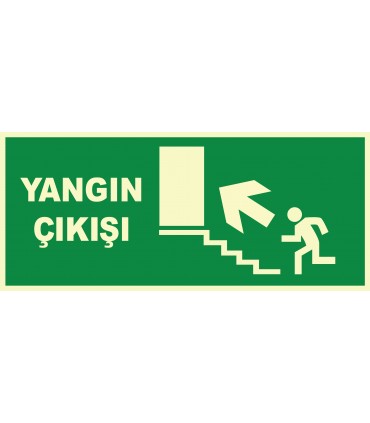 EF1858 - Yangın Çıkışı, Sol Merdiven Yukarı Ok