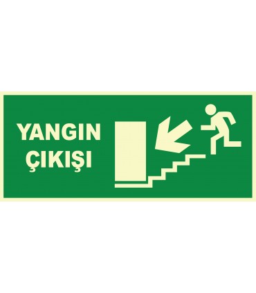 EF1859 - Yangın Çıkışı, Sol Merdiven Aşağı Ok