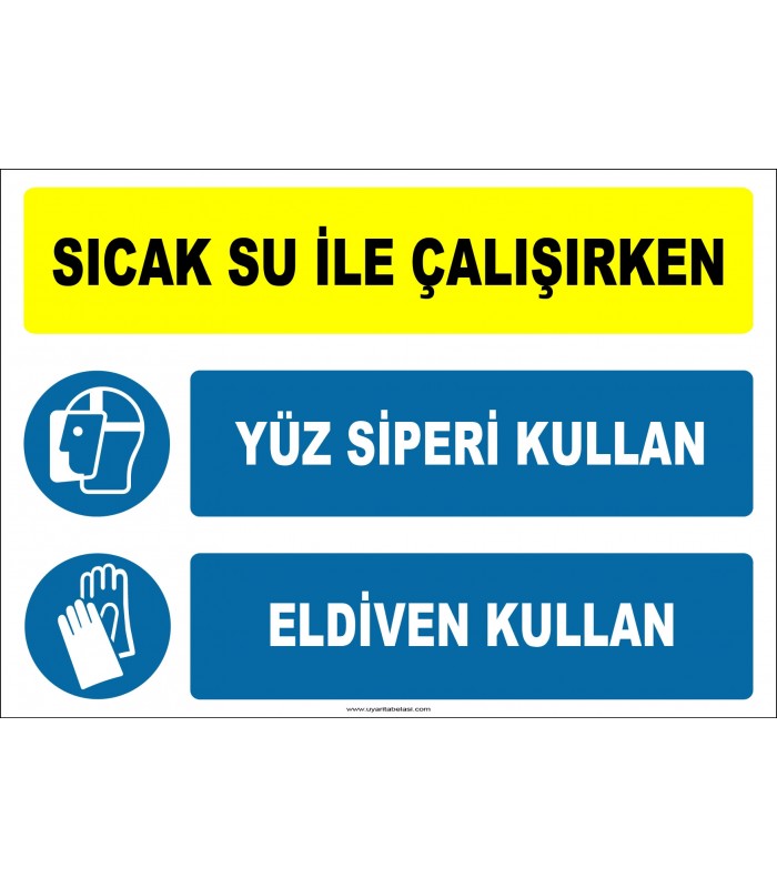 EF1905 - Sıcak su ile çalışırken yüz siperi kullan, eldiven kullan