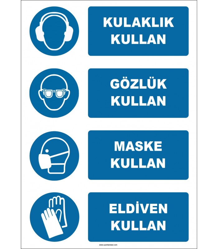EF1912 - Kulaklık Kullan, Gözlük Kullan, Maske Kullan, Eldiven Kullan