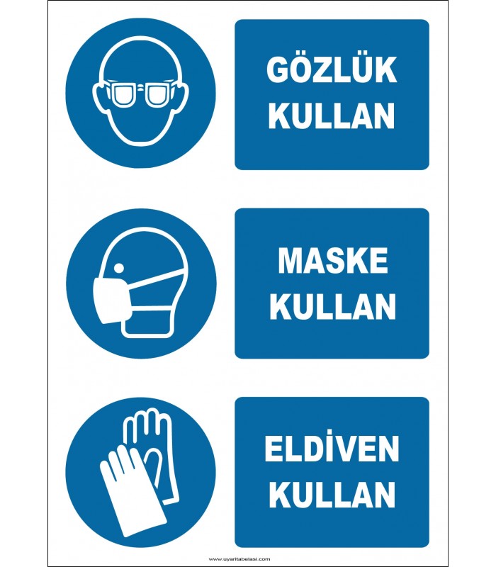 EF1914 - Gözlük Kullan, Maske Kullan, Eldiven Kullan