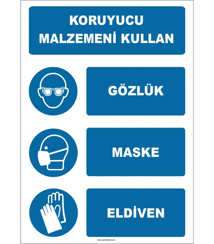 EF1917 - Koruyucu Malzemeni Kullan, Gözlük, Maske, Eldiven