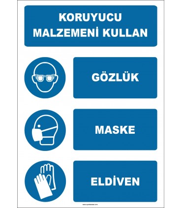 EF1917 - Koruyucu Malzemeni Kullan, Gözlük, Maske, Eldiven
