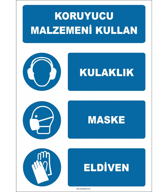 EF1919 - Koruyucu Malzemeni Kullan, Kulaklık, Maske, Eldiven