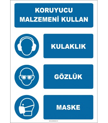 EF1920 - Koruyucu Malzemeni Kullan, Kulaklık, Gözlük, Maske