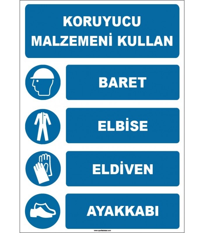 EF1922 - Koruyucu Malzemeni Kullan, Baret, Elbise, Eldiven, Ayakkabı