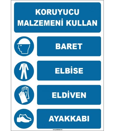 EF1922 - Koruyucu Malzemeni Kullan, Baret, Elbise, Eldiven, Ayakkabı