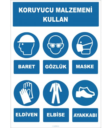 EF1927 - Koruyucu Malzemeni Kullan, Baret, Gözlük, Maske, Eldiven, Elbise, Ayakkabı