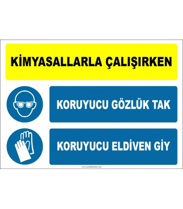 EF1933 - Kimyasallarla Çalışırken Koruyucu Gözlük Tak, Koruyucu Eldiven Giy
