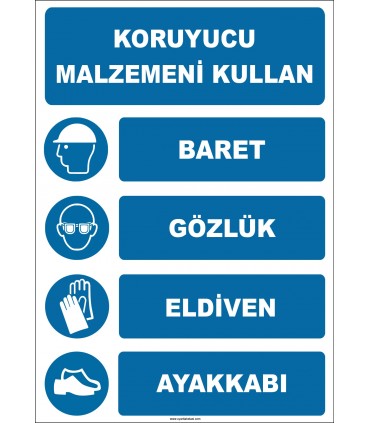 EF1939 - Koruyucu Malzemeni Kullan, Baret, Gözlük, Eldiven, Ayakkabı