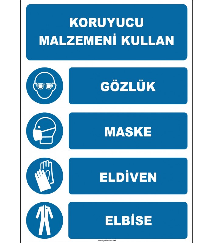 EF1943 - Koruyucu Malzemeni Kullan, Gözlük, Maske, Eldiven, Elbise