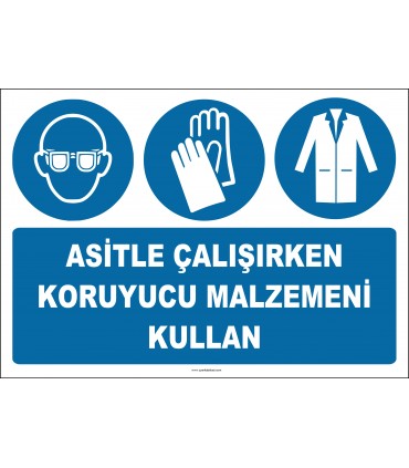 EF2042 - Asitle Çalışırken Koruyucu Malzemeni Kullan, Koruyucu Gözlük, Eldiven, Önlük