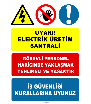 EF2054 - Uyarı! Elektrik Üretim Santralı Levhası
