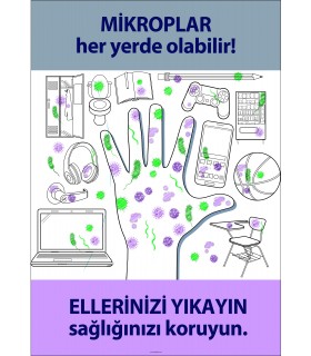EF2080 - Mikroplar Her Yerde Olabilir, Ellerinizi Yıkayın, Sağlığınızı Koruyun