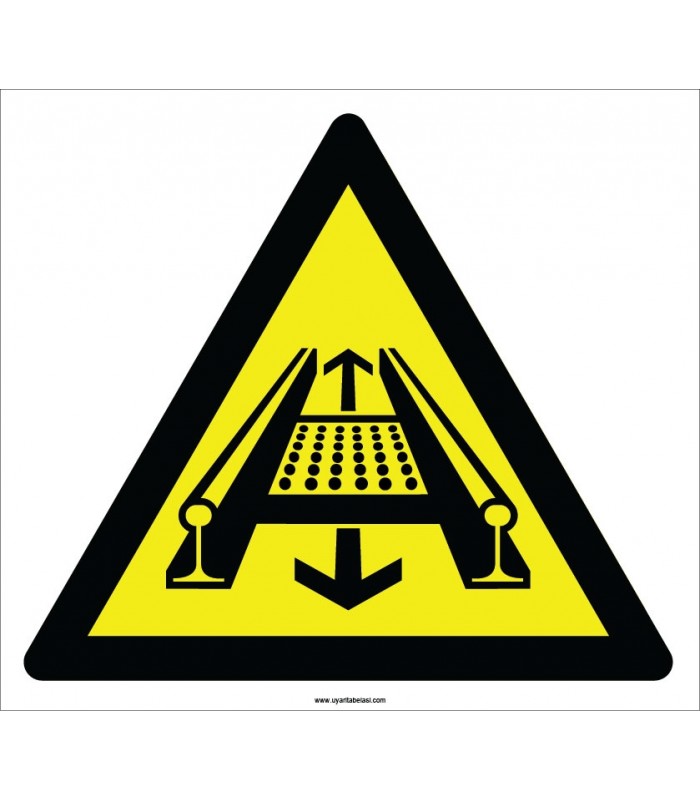 EF2125 - Dikkat Konveyör Bant İki Yönlü Hareket Eder İşareti