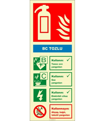 EF2178 - Fosforlu BC Tozlu Yangın Söndürücü Levhası