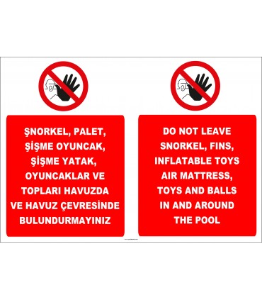 EF2275 - Türkçe İngilizce Bu Malzemeleri Havuzda ve Havuz Çevresinde Bulundurmayınız