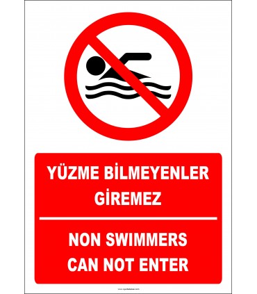 EF2314 - Türkçe İngilizce Yüzme Bilmeyenler Giremez, Non Swimmers Can Not Enter