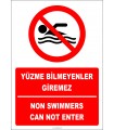 EF2314 - Türkçe İngilizce Yüzme Bilmeyenler Giremez, Non Swimmers Can Not Enter
