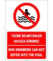 EF2324 - Türkçe İngilizce Yüzme Bilmeyenler Havuza Giremez, Non Swimmers Can Not Enter Into The Pool