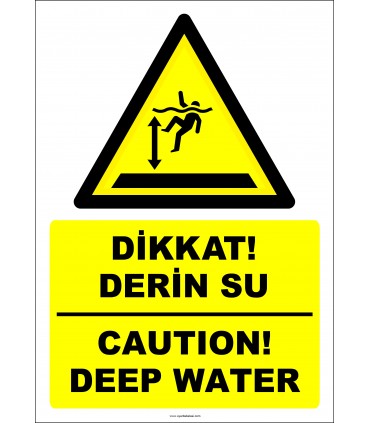 EF2380 - Türkçe İngilizce Dikkat! Derin Su, Caution! Deep Water