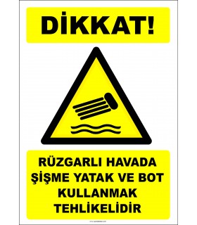EF2399 - Dikkat! Rüzgarlı Havada Şişme Yatak ve Bot Kullanmak Tehlikelidir