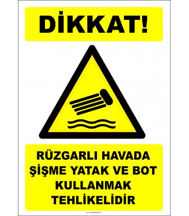 EF2399 - Dikkat! Rüzgarlı Havada Şişme Yatak ve Bot Kullanmak Tehlikelidir