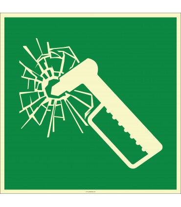 EF2131 - Fosforlu Acil Durumda Camı Çekiçle Kırın İşareti/Levhası/Etiketi