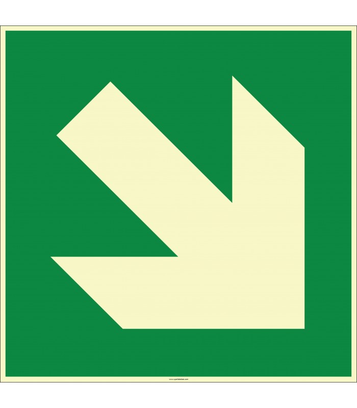 EF2010 - Fosforlu Sağ Aşağı Yönde Ok İşareti Levhası/Etiketi