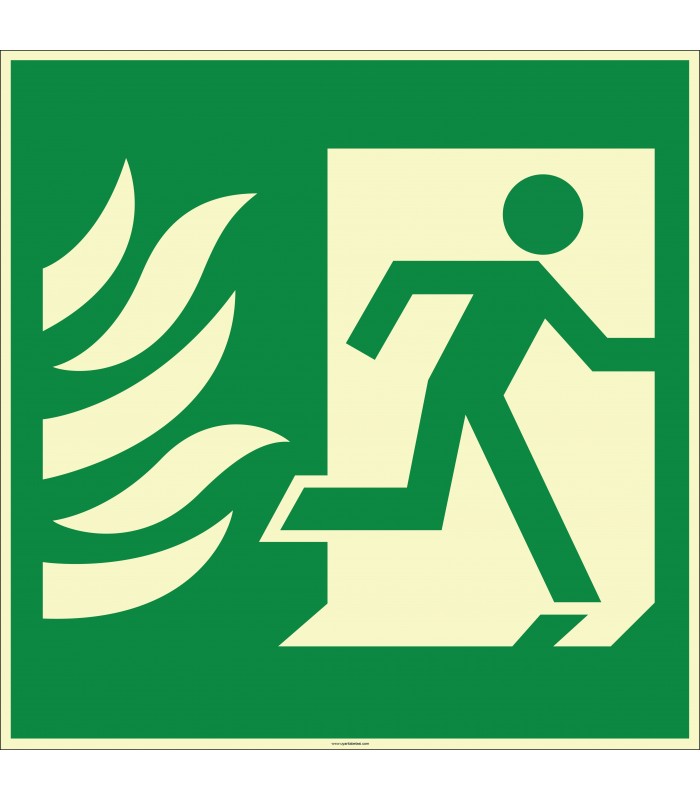 EF1997 - Fosforlu Acil Çıkış (Sağa Koşan) İşareti Levhası/Etiketi