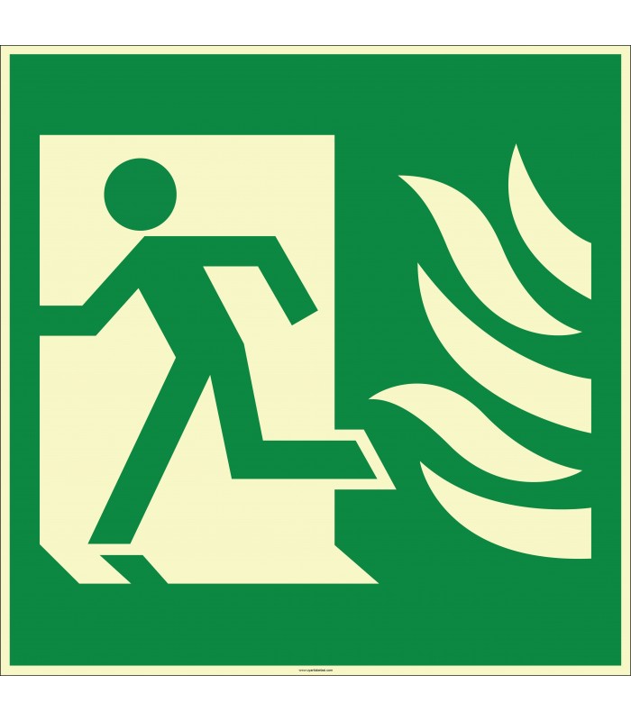 EF1996 - Fosforlu Acil Çıkış (Sola Koşan) İşareti Levhası/Etiketi