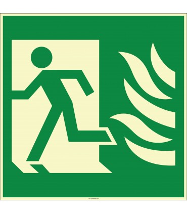 EF1996 - Fosforlu Acil Çıkış (Sola Koşan) İşareti Levhası/Etiketi