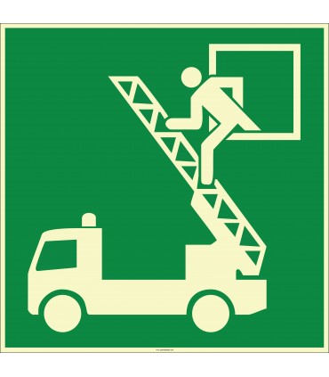 EF1986 - Fosforlu İtfaiye Merdivenine Acil Çıkış Penceresi İşareti Levhası/Etiketi