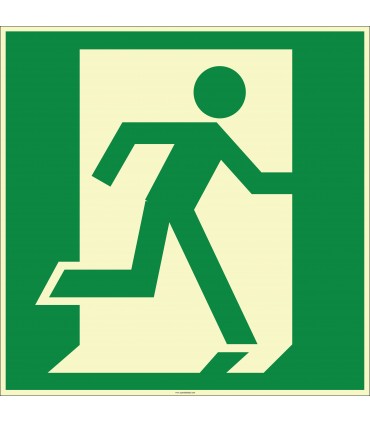 EF1969 - Fosforlu Acil Çıkış (Sağa Koşan) İşareti Levhası/Etiketi