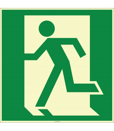 EF1968 - Fosforlu Acil Çıkış (Sola Koşan) İşareti Levhası/Etiketi