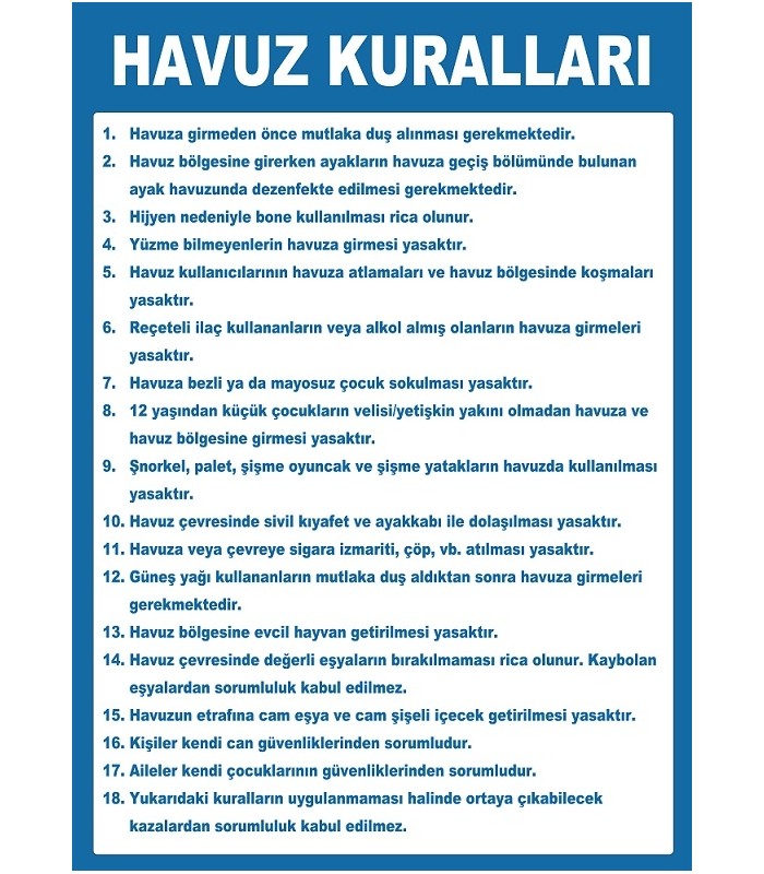 EF2520 -  Havuz Kuralları