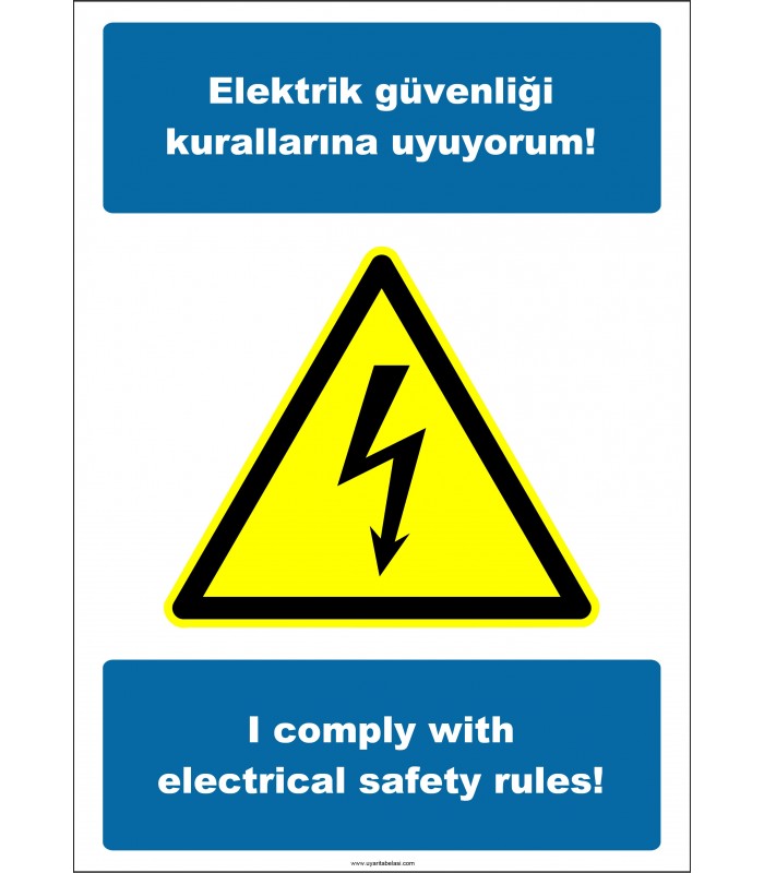 EF2524 - Türkçe İngilizce Elektrik Güvenliği Kurallarına Uyuyorum
