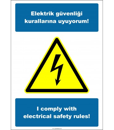 EF2524 - Türkçe İngilizce Elektrik Güvenliği Kurallarına Uyuyorum