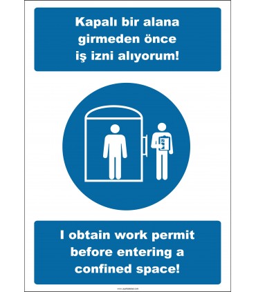 EF2529 - Türkçe İngilizce Kapalı Bir Alana Girmeden Önce İş İzni Alıyorum