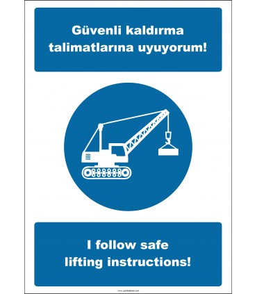 EF2531 - Türkçe İngilizce Güvenli Kaldırma Talimatlarına Uyuyorum