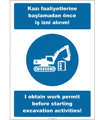 EF2533 - Türkçe İngilizce Kazı Faaliyetlerine Başlamadan Önce İş İzni Alırım