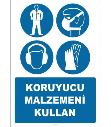 EF2615 - Koruyucu Malzemeni Kullan, Elbise, Toz Maskesi, Kulaklık, Eldiven