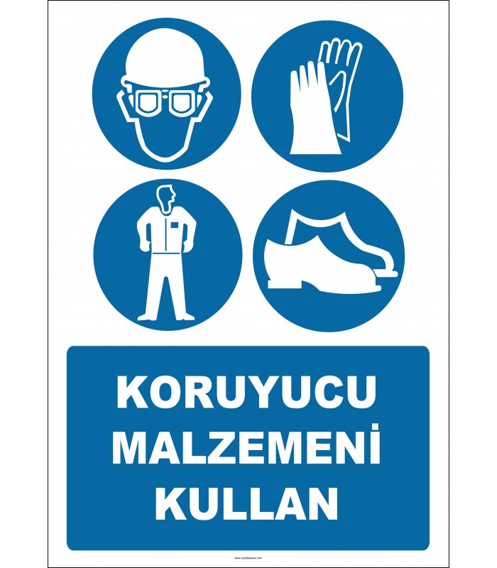 EF2616 - Koruyucu Malzemeni Kullan, Baret, Gözlük, Elbise, Eldiven, Ayakkabı