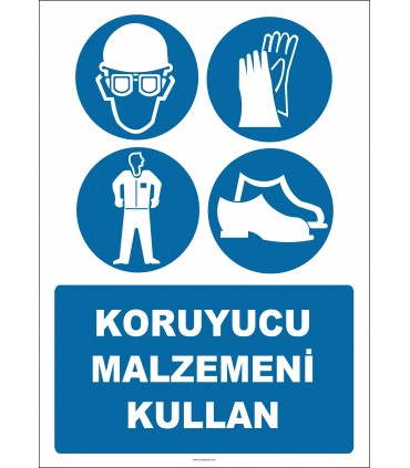 EF2616 - Koruyucu Malzemeni Kullan, Baret, Gözlük, Elbise, Eldiven, Ayakkabı