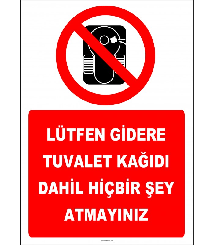 EF2659 - Lütfen gidere tuvalet kağıdı dahil hiçbir şey atmayınız