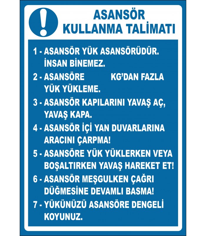 EF2668 - Asansör Kullanma Talimatı