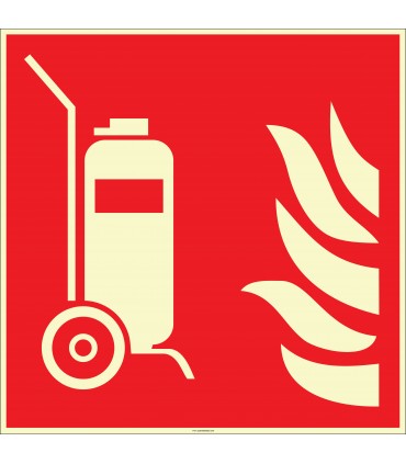 EF2680 - Fosforlu Tekerlekli Yangın Söndürücü İşareti Levhası/Etiketi